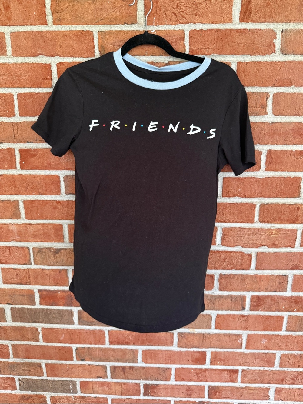 Love Tribe Black Ringer Tee with Light Blue Trim